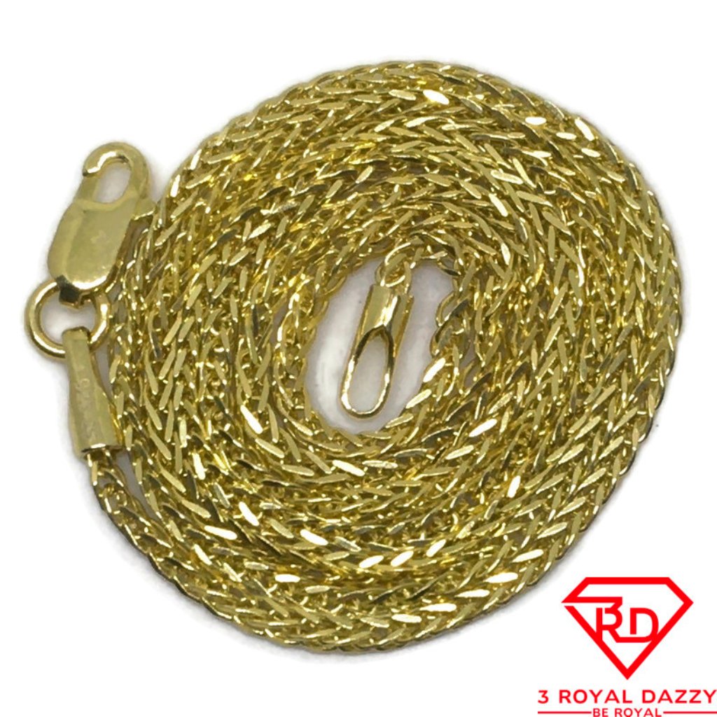 Small Wheat Link Chain 16 Inch Necklace 14k Gold